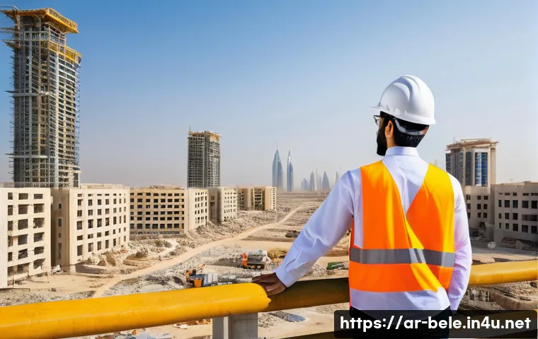 건축전기설비기사 취업과 대학원 진학 비교 - A thoughtful young Arab architectural electrical engineering graduate stands at a conceptual crossro...