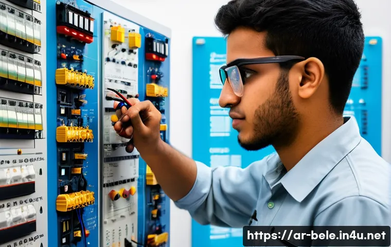 건축전기설비기사 시험 실기와 이론의 균형 - A detailed educational scene in a modern electrical engineering lab in the Middle East, featuring a ...