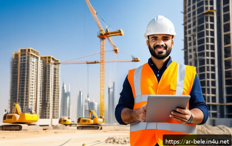 건축전기설비기사 자격증의 해외 활용성 - A professional Arab electrical installation engineer wearing appropriate safety gear and smart casua...